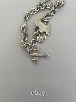 VTG TIFFANY & CO STERLING SILVER Dog Airplane Lock Bag Eiffel CHARM BRACELET