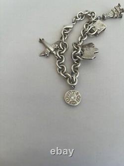 VTG TIFFANY & CO STERLING SILVER Dog Airplane Lock Bag Eiffel CHARM BRACELET