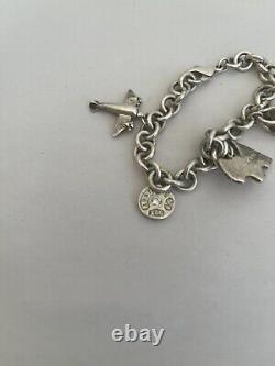 VTG TIFFANY & CO STERLING SILVER Dog Airplane Lock Bag Eiffel CHARM BRACELET