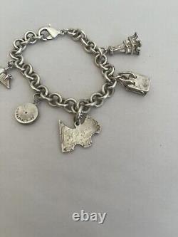 VTG TIFFANY & CO STERLING SILVER Dog Airplane Lock Bag Eiffel CHARM BRACELET