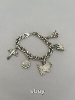 VTG TIFFANY & CO STERLING SILVER Dog Airplane Lock Bag Eiffel CHARM BRACELET