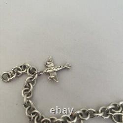 VTG TIFFANY & CO STERLING SILVER Dog Airplane Lock Bag Eiffel CHARM BRACELET