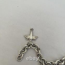 VTG TIFFANY & CO STERLING SILVER Dog Airplane Lock Bag Eiffel CHARM BRACELET