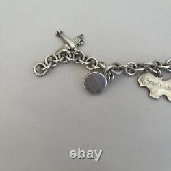 VTG TIFFANY & CO STERLING SILVER Dog Airplane Lock Bag Eiffel CHARM BRACELET