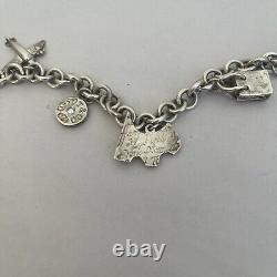 VTG TIFFANY & CO STERLING SILVER Dog Airplane Lock Bag Eiffel CHARM BRACELET