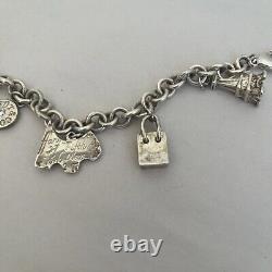 VTG TIFFANY & CO STERLING SILVER Dog Airplane Lock Bag Eiffel CHARM BRACELET