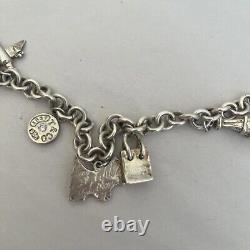 VTG TIFFANY & CO STERLING SILVER Dog Airplane Lock Bag Eiffel CHARM BRACELET