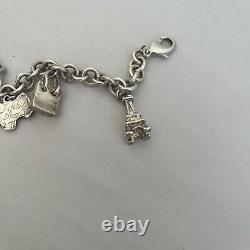 VTG TIFFANY & CO STERLING SILVER Dog Airplane Lock Bag Eiffel CHARM BRACELET