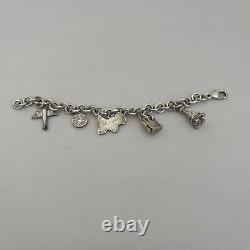 VTG TIFFANY & CO STERLING SILVER Dog Airplane Lock Bag Eiffel CHARM BRACELET