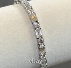 VVS1 Round and Emerald Cut Moissanite Tennis Bracelet Real 925 Silver