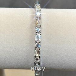 VVS1 Round and Emerald Cut Moissanite Tennis Bracelet Real 925 Silver