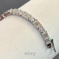 VVS1 Round and Emerald Cut Moissanite Tennis Bracelet Real 925 Silver