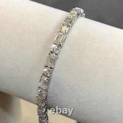 VVS1 Round and Emerald Cut Moissanite Tennis Bracelet Real 925 Silver