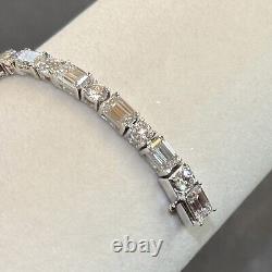 VVS1 Round and Emerald Cut Moissanite Tennis Bracelet Real 925 Silver