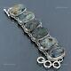 Valentines Deal 925 Sterling Silver Oval Natural Kyanite Chain Vintage Bracelet