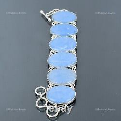 Valentines Deal Angelite Stone Chain Trendy Bracelet Jewelry 925 Sterling Silver