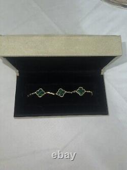 Van Cleef & Arpels Vintage Alhambra Chain Bracelet Yellow Gold Green Onyx