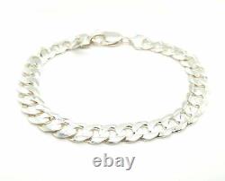 Very Nice Substantial Sterling Silver Pave Curb Style Bracelet