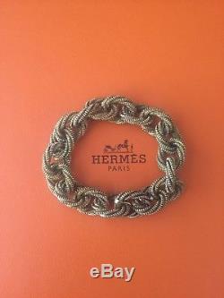 Very Rare Hermes Vintage Link Sterling Silver Bracelet