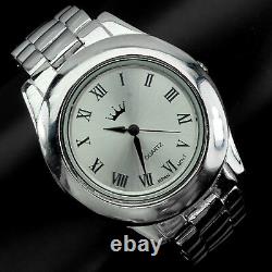 Video! Classic Solid 925 Sterling Silver Men's Jewelry Wrist Watch With Bracelet