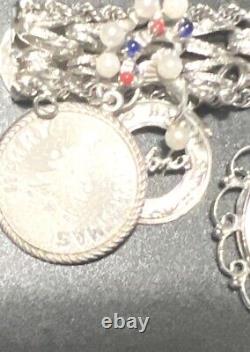 Vintage 1970's Sterling Silver Charm Bracelet 16 Sterling Silver Charms 90 Grams