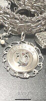 Vintage 1970's Sterling Silver Charm Bracelet 16 Sterling Silver Charms 90 Grams