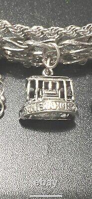 Vintage 1970's Sterling Silver Charm Bracelet 16 Sterling Silver Charms 90 Grams
