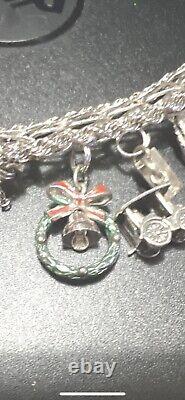 Vintage 1970's Sterling Silver Charm Bracelet 16 Sterling Silver Charms 90 Grams