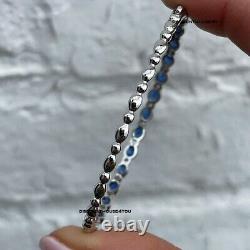 Vintage 8CT Oval Cut Blue Sapphire Women's Bangle Bracelet 14K White Gold Over