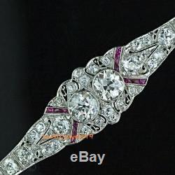 Vintage Art Deco Twin Diamond D/VVS1 925 Sterling Silver Fine Bracelet 7 Inches