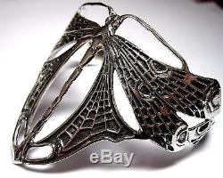 Vintage Art Nouveau Deco Style Sterling Silver Dragonfly Cuff Bangle Bracelet