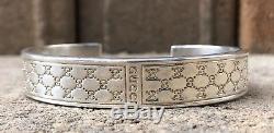 Vintage Authentic Gucci Stamped Sterling Silver Italy Cuff Bracelet
