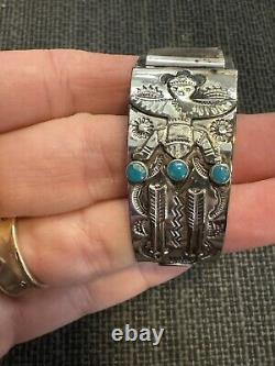 Vintage Bell Trading Post Sterling Silver & Turquoise, Watch Band/Cuff