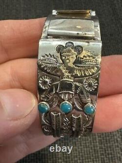 Vintage Bell Trading Post Sterling Silver & Turquoise, Watch Band/Cuff