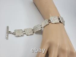 Vintage Bracelet Sterling Silver 925 Signed R JS Link Bracelet Hammered Link