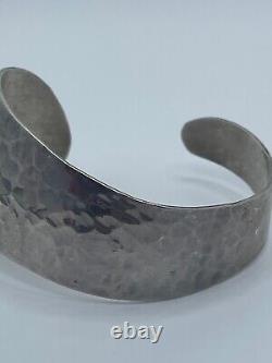 Vintage Carol Felley Sterling Silver 1994 Hammered Asymmetrical Cuff Bracelet