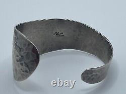 Vintage Carol Felley Sterling Silver 1994 Hammered Asymmetrical Cuff Bracelet