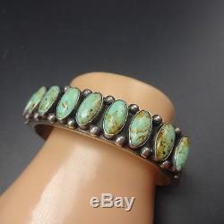 Vintage KIRK SMITH NAVAJO Stamped Sterling Silver & TURQUOISE Cuff BRACELET 71g