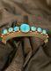 Vintage Kingman Turquoise 7 Row Bracelet Heavy Sterling Silver Navajo Jb 14k