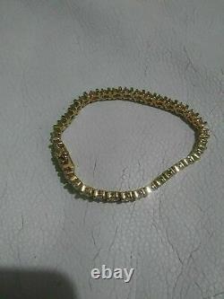 Vintage Lab-Created Diamond Women's Tennis Bracelet Solid 14k Yellow Gold Finish