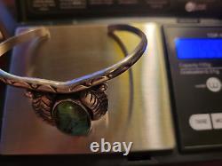 Vintage Native American S. W. Turqouise & Sterling Silver Cuff Bracelet