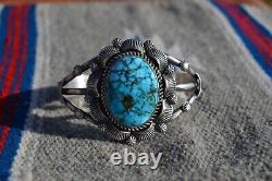 Vintage Navajo Bracelet Sterling Silver Large Turquoise Robert Shakey OOAK