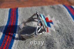 Vintage Navajo Bracelet Sterling Silver Large Turquoise Robert Shakey OOAK