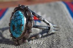 Vintage Navajo Bracelet Sterling Silver Large Turquoise Robert Shakey OOAK