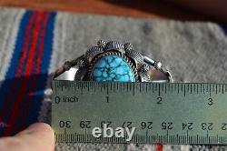 Vintage Navajo Bracelet Sterling Silver Large Turquoise Robert Shakey OOAK