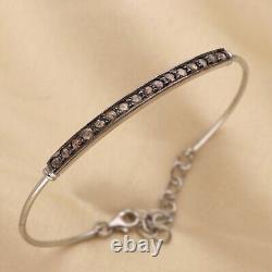 Vintage Rose-Cut Diamond Bar Bracelet in 925 Sterling Silver