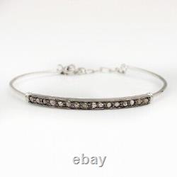 Vintage Rose-Cut Diamond Bar Bracelet in 925 Sterling Silver