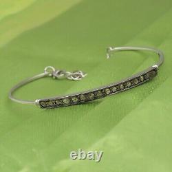 Vintage Rose-Cut Diamond Bar Bracelet in 925 Sterling Silver