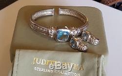Vintage Sterling Silver 925 Judith Ripka Blue Topaz Earrings Cuff Bracelet box