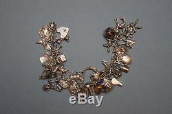 Vintage Sterling Silver Charm Bracelet, Hallmarked Sterling Silver, 39 Charms